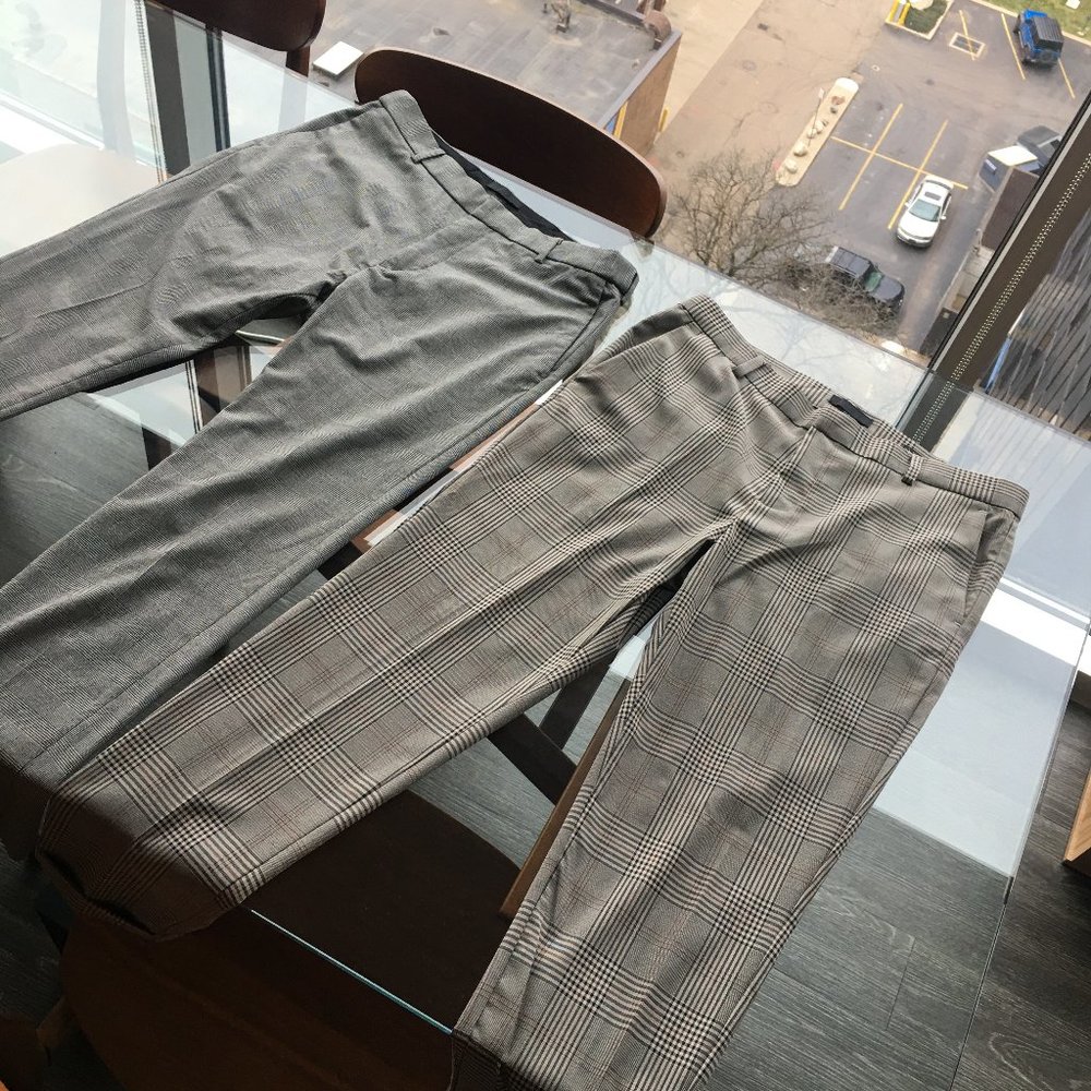 H&M Men's Skinny Fit Dress Pants Bundle in Gray Plaid